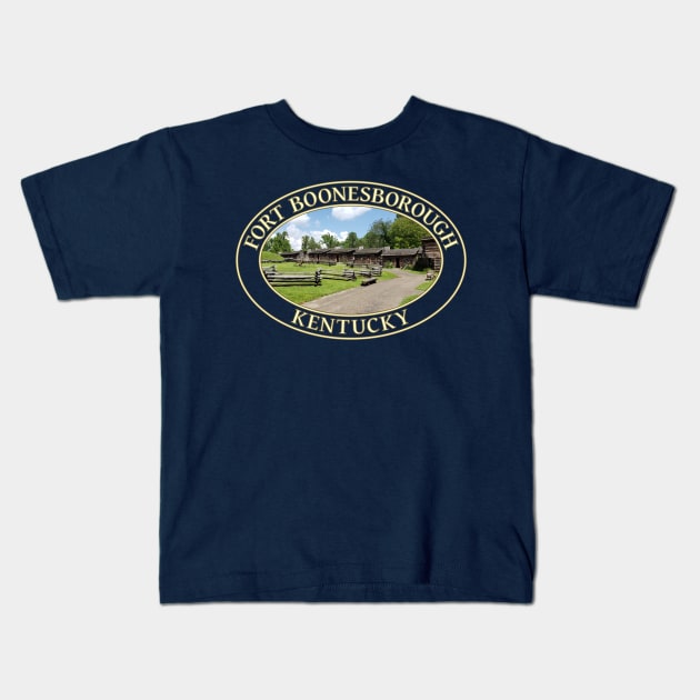 Historic 18th Century Fort Boonesborough in Kentucky Kids T-Shirt by GentleSeas